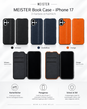 MEISTER Book Case iPhone 17 – 3 Farben